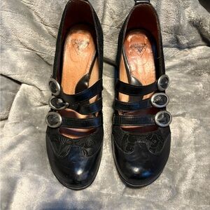 John Fluevog Black Multi-Strap Heels